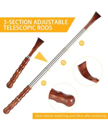 Buy Extendable Stainless Steel Back Scratcher Telescopic Wooden Handle Massager for Men & Women | International Shipping Available - Buy Online on GoSupps.com