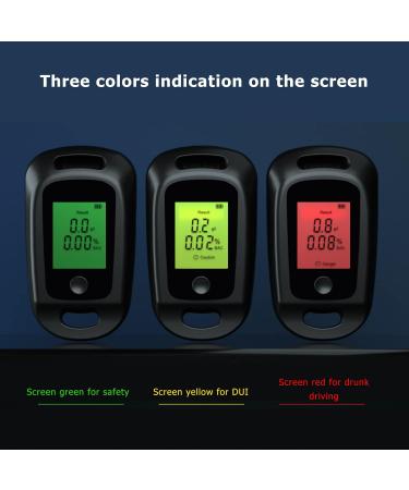 Rechargeable Alcohol Tester Three Color Indication Portable Breathalyzer with Hanging Hole Design USB Charging for Personal Use (Black) - Buy Online on GoSupps.com