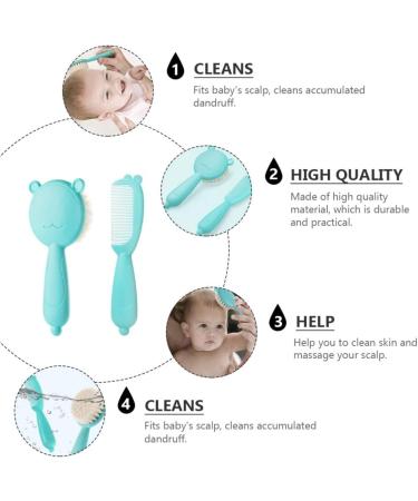 TOYANDONA 1 Set Baby Hair Brush and Comb Set for Newborns and Toddlers Baby Massage and Scalp Brush Ideal for Baby Cradle Cap Baby Shower Registry Gift Blue - Buy Online on GoSupps.com