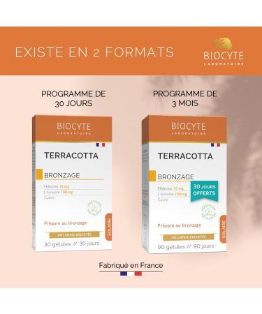 BIOCYTE Terracotta Tanning - Food Supplement - Melanin Copper L-Tyrosine - 90 Capsules - 90 Day Program - Buy Online on GoSupps.com