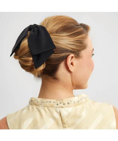 Kitsch Recycled Fabric Bow Hair Clips for Women Oversized Hair Bow Clip Coquette Bows for Hair Cute Ribbon Bow Clip Elegant Clip Bows for Girls Big Bows for Classic Elegant Style 1pc Black - Buy Online on GoSupps.com