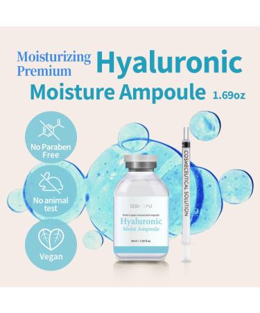 Hyaluronic Moisturizer Ampoule for Dry Skin - Hydrating Serum for Face & Neck | Korean Beauty Skincare 1.69oz - Buy Online on GoSupps.com