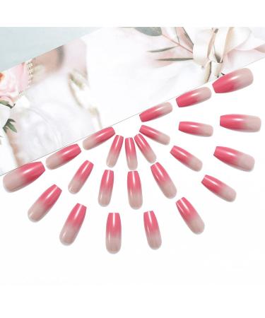 Brishow Coffin Artificial Nails - Long Gradient Ballerina Acrylic Press-On Nails (24pcs) for Women & Girls - International Shipping Available - Buy Online on GoSupps.com