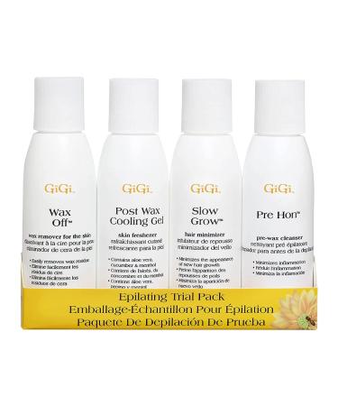 GiGi Epilating Trial Pack, Pre- and Post-Waxing Treatments, 2 oz each 4 Piece Set Epilating Trial Pack