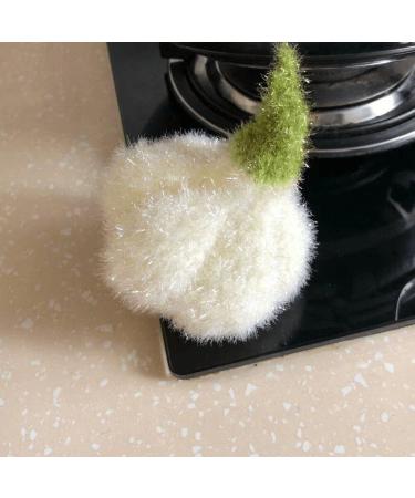 Acrylic Dish Towel 4pcs Anti-Grease Garlic Shape Dish Cloth Non-Scratch Dish Scrubber Kitchen Cleaning Wiping Rag - Buy Online on GoSupps.com