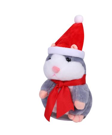 ITODA Talking Hamster Toy Funny Repeats What You Say Plush Hamster Toy with Scarf and Hat Electronic Plush Noding Sound Recording Doll Stuffed Toys for Girls Boys Christmas Birthday Gift Grey