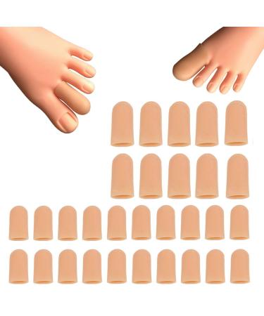 30 Pieces Toe Caps, Toe Protector Toe Covers, Protect Toe from Rubbing, Ingrown Toenails, Corns, Blisters, Hammer Toes and Other Painful Toe Problems Beige