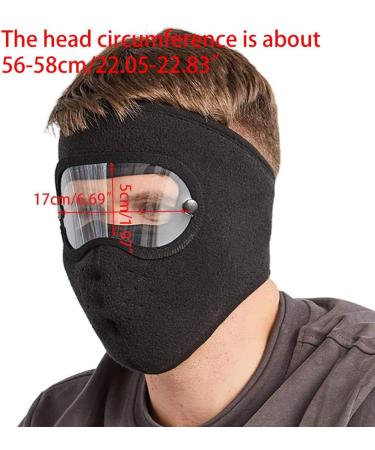 Mishiti Unisex Winter Cycling Windproof Full Face Mask with Removable Transparent Eye Protection | Anti-Fog Polar-Fleece Storm Hood for Ultimate Comfort - Buy Online on GoSupps.com