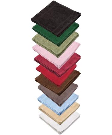 Linteum Textile 12-Piece Face Towel Set | 12x12 Inch | 100% Soft Cotton | Absorbent & Durable Washcloths | Hunter Green - Buy Online on GoSupps.com