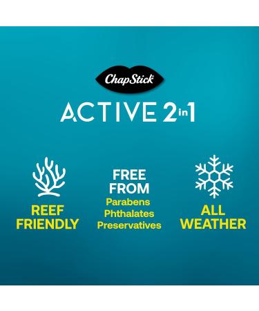 ChapStick Lip Sunscreen Active 2-in-1 Unscented Lip Balm with SPF 25 0.15 Oz Ea - Buy Online on GoSupps.com