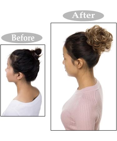 Messy Hair Bun Donut Chignon Updo Scrunchie Hairpiece Ponytail Extension Light Brown & Blond 25g - Buy Online on GoSupps.com