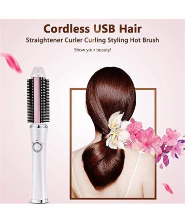 Portable USB Cordless Hair Straightener & Curling Comb - 2600mAh Battery Dual Voltage Travel-Friendly White - Buy Online on GoSupps.com
