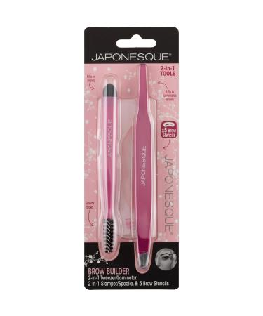 JAPONESQUE Brow Builder Kit - Brow Lamination Spatula Tweezers 5 Stencils & Brush for Perfect Eyebrows | International Shipping Available - Buy Online on GoSupps.com