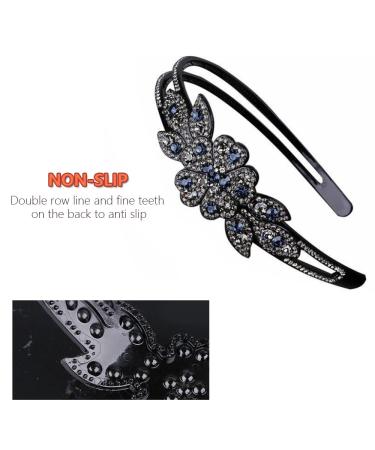 4 Piece Flower Rhinestone Headband Set for Women and Girls - Crystal Beaded Hairbands in Gray Purple - Non-Slip Double Row Design - Buy Online on GoSupps.com