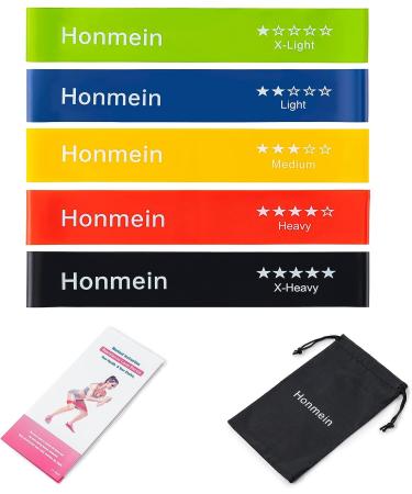 8-Piece Honmein Resistance Bands Set for Home Fitness - 5 Levels, Natural Latex, Instruction Guide & Carry Bag - Buy Online on GoSupps.com