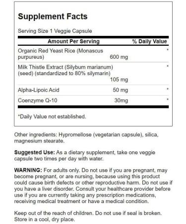Swanson Red Yeast Rice & CoQ10 with Milk Thistle - 60 Veg Capsules - Buy Online on GoSupps.com