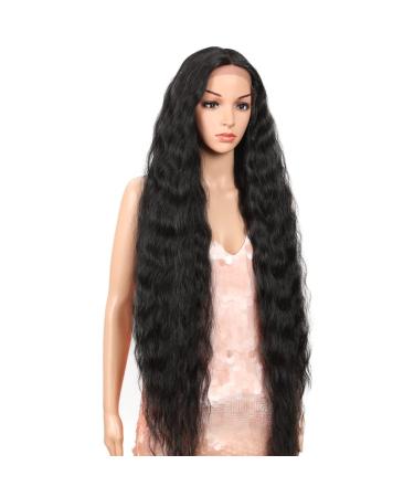 41 Inch Style Icon Lace Front Wavy Synthetic Wig with Baby Hair - 130% Density (1B) - Buy Online on GoSupps.com