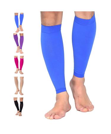 TOFLY Calf Compression Sleeve for Men & Women 1 Pair Footless Compression Socks 20-30mmHg for Leg Support Shin Splint Pain Relief Swelling Varicose Veins Nursing Travel Plus Size S - 5XL 2XL Blue