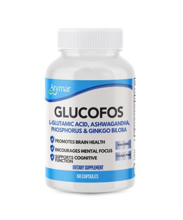 Arymar Glucofos L-Glutamic Acid Ashwagandha Ginkgo Biloba & Phosphorus Brain & Nerve Support Supplement 60 Capsules