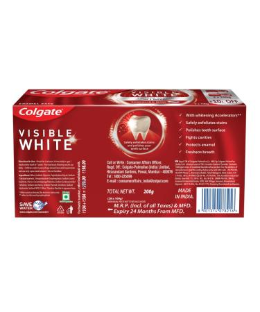 Colgate Visible White Dazzling White Toothpaste Sparkling Mint - 200gm (Saver Pack) - Buy Online on GoSupps.com