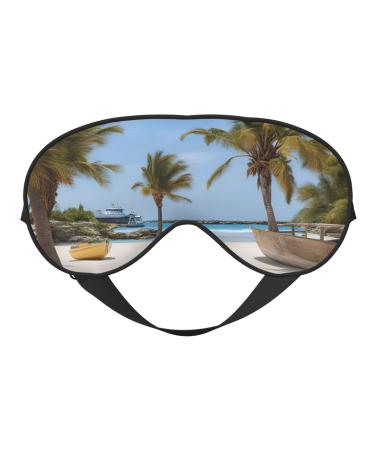 Beach Palm Tree Chairs Boats Soft Sleep Eye Mask Female Breathable Eye Patch Perfect for Travel and Relaxation