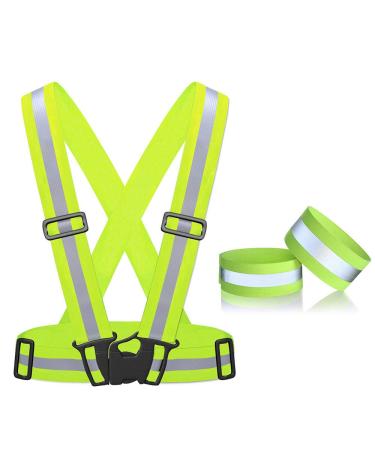 Warning vest bicycle Reflector vest adjustable & high visibility Safety vest with reflector strap bracelet for jogging run young people bike motorcycle men/women - Buy Online on GoSupps.com