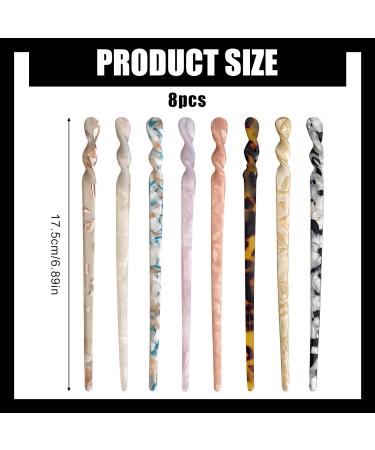 Bekecidi 8 Pieces Acetate Hair Sticks Tortoise Shell Hairpin Hair Chopsticks Vintage Hairpin Long Chinese Hairpins Hair Styling Accessories for Women Girls Bun Hairstyles - Buy Online on GoSupps.com