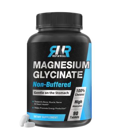 Magnesium Glycinate 300 mg High Absorption Fully Chelated Non-Buffered Best Form for Bone Muscle Nerve & Heart Health Relaxation Support 90 Tablets