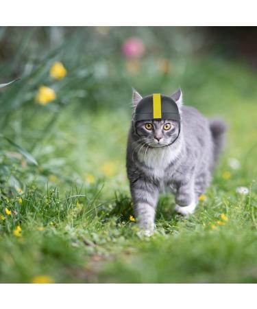Premium Pet Motorcycle Helmet - Adjustable Dog & Cat Bike Cap with Ear Holes | Black & Yellow M - Buy Online on GoSupps.com
