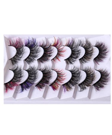 Shop Fluffy 5D Colored Mink Lashes - 7 Pairs of Dramatic False Eyelashes for All Saints Day | Rainbow Faux Lashes - Buy Online on GoSupps.com