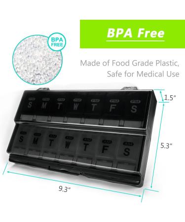 Weekly Pill Organizer - Remtise Am/Pm Daily Case for Vitamins & Supplements | 7-Day Push Button Medicine Box (Black & White - Buy Online on GoSupps.com