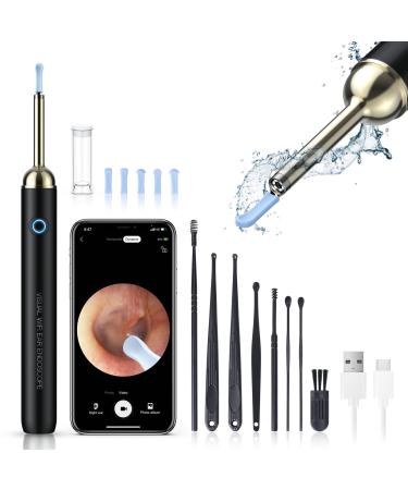 Ear Wax Removal, Ear Wax Removal Kit with 8 Pcs Set, Otoscope with Light, Ear Wax Removal Tool with Camera, Ear Camera with 1080P, Ear Cleaner for iOS & Android Phones Black