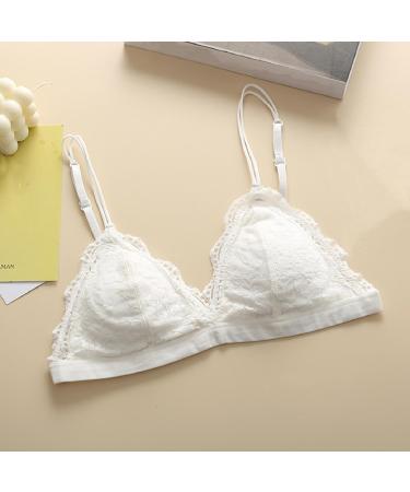 LoRier Women s Lace Bralette - Floral Adjustable Thin Strap V-Neck Wireless Triangle 75A White - International Shipping Available - Buy Online on GoSupps.com