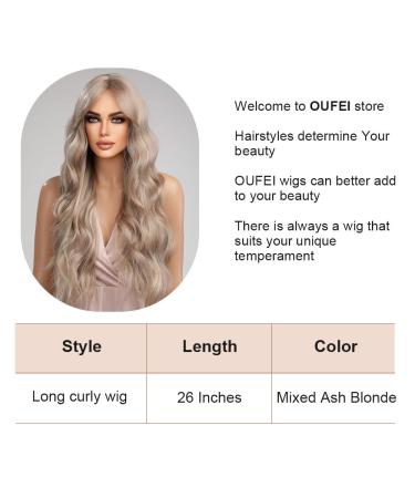 Oefei Ash Blonde Mixed Wigs for Women - Long Curly Synthetic Hair Heat-Resistant Perfect for Daily Wear & Cosplay - Buy Online on GoSupps.com