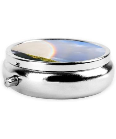 Niagara Falls Round Pill Box - 3 Compartment Mini Travel Organizer for Vitamins & Medications | Portable Decorative Purse Holder - Buy Online on GoSupps.com