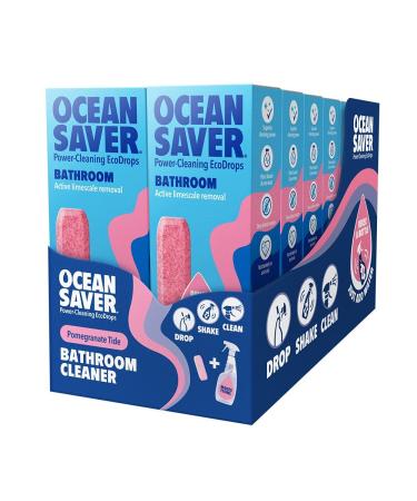 OceanSaver Eco Multi-Surface Bathroom Cleaner - 12x 750ml Refills | Powerful Just Add Water Toilet Sink & Shower Watermark & Cleaning Spray | Plant Based Plastic & Cruelty-Free | Pomegranate Scent 12 Refills Bathroom