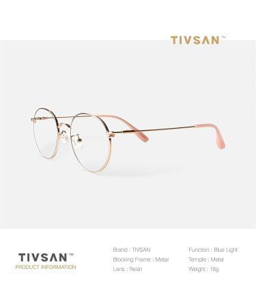 Blue Light Gaming Glasses for Women - TIVSAN Stylish Retro Round Frame Metal - Anti Eye Strain - UV Blocker Gaming Eyeglasses (Gold+Pink) - Buy Online on GoSupps.com
