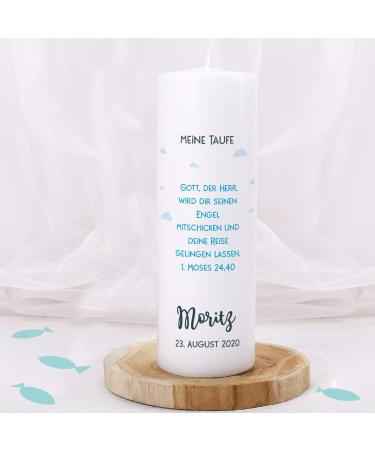 Striefchen Noah's Ark Baptism Candle - Custom Name & Date Imprint Personalized Baptismal Saying - Buy Online on GoSupps.com