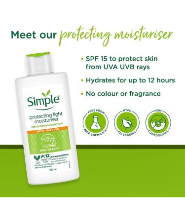 Simple Kind To Skin Protecting with Provitamin B5 Vitamin E and Glycerin Moisturizing Cream SPF 15 for Sensitive Skin 125 ml - Buy Online on GoSupps.com