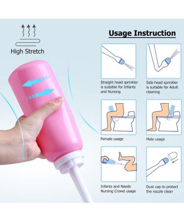Snykes Postpartum Perineal Wash Bottle - 500ml Portable Bidet for Women | Peri Recovery & Postpartum Care | Maternity Essentials for New Moms - Pink - Buy Online on GoSupps.com