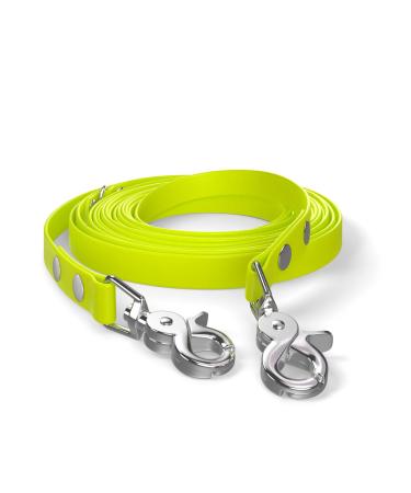 5m towline dog leash 2 carabiners & D-ring neon yellow very stable dirt and water repellent 5m strong dogs neon yellow