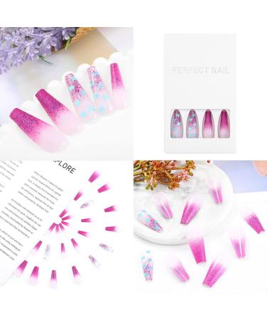 Sethexy Purple Butterfly Coffin False Nails - 24pcs Sparkle Ballerina Acrylic Press-On Nail Tips for Women & Girls - International Shipping Available - Buy Online on GoSupps.com