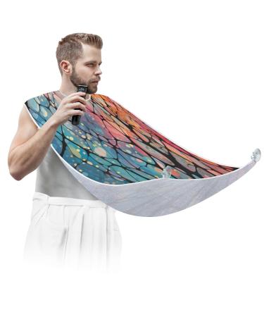 Geometry Beard Bib Apron Abstract Beard Hair Catcher for Men Shaving Fathers Day Anniversary Christmas Gifts for Dad Husband Beard Bib with 2 Suction Cups