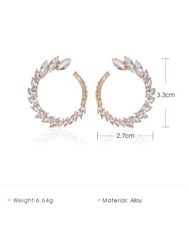Vintage Rhinestone Hoop Earrings - Gold Circle Studs & Bright Crystal Bling for Weddings | Jewelry for Women & Girls - Buy Online on GoSupps.com
