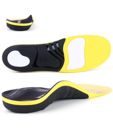 230Lbs+ Plantar Fasciitis Insoles Arch Support - Heavy Duty Support Pain Relief Orthotics - Gel Running Insoles Flat Feet Insert Boot Insole for Standing All Day (S)-Women's 7.5-9 /Men's 6-7 Black