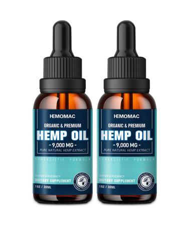 Hemp Oil (2-Pack) High Potency for Pain Sleep Anxiety Relief- Maximum Strength Natural Hemp Oil Drops and Organic Hemp Tincture Vegan Non-GMO