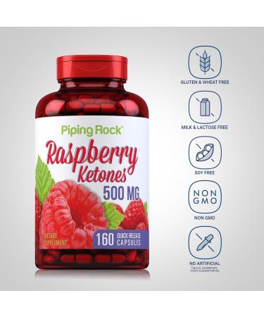 Piping Rock Raspberry Ketones 500mg | 160 Capsules | Non-GMO & Gluten Free Supplement - Buy Online on GoSupps.com