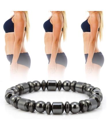Losing weight bracelet fashion magnetic hardship weight loss men women unisex black stone healthcare magnetic field therapy great gift