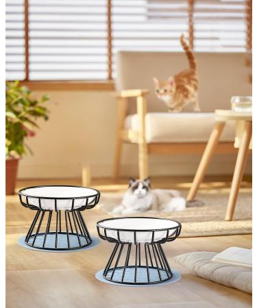 Dorakitten 2Pcs Ceramic Raised Cat Bowl Set | Anti-Vomiting & Non-Slip Cat Feeding Dish | Elevated Pet Bowl for Spine Health | Comfortable & Dishwasher Safe - Buy Online on GoSupps.com