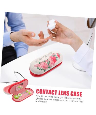 Gatuida Double-Layer Glasses Case - Pink Tinted Sunglasses & Contact Lens Storage Box | Travel-Friendly & Flocked Cloth Design - Buy Online on GoSupps.com